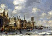 Thomas Hovenden Skaters outside city walls china oil painting artist